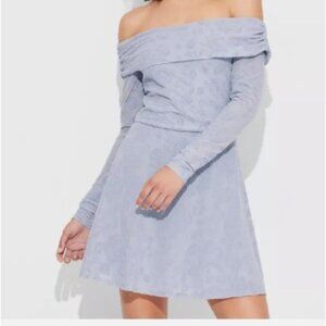 NWT women's slate blue off the should dress size Medium